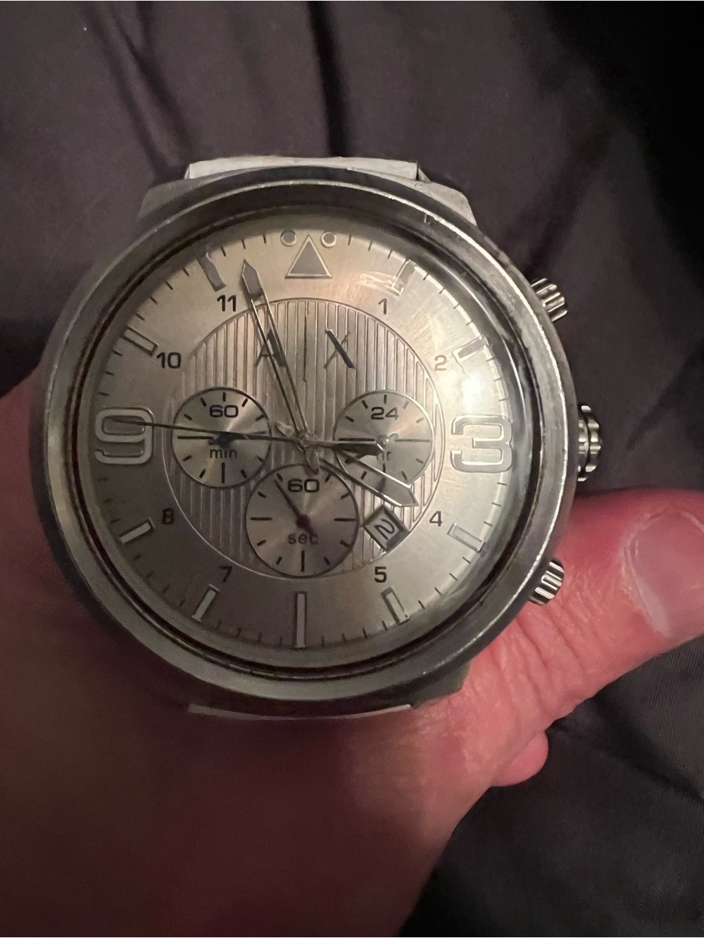 Men's Armani Exchange 49mm watch with Barton white real alligator leather band
